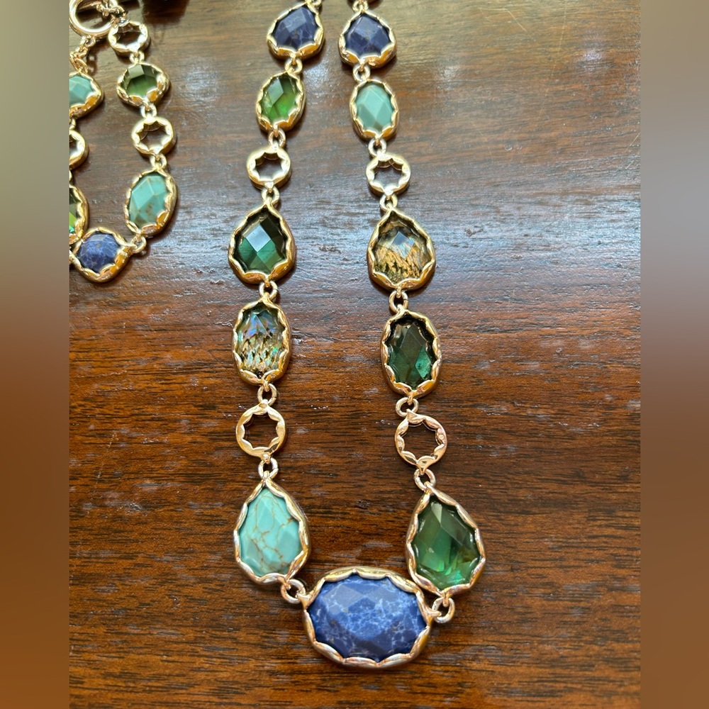 Anne Klein Blue and Green Necklaces & Bracelet Set 3 Items Silver Multicolored - Picture 4 of 8